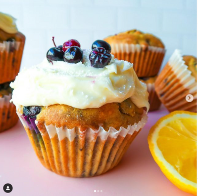 Cafe Style Blueberry & Lemon Curd Muffins