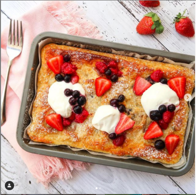 Strawberry & Vanilla Pancake Tray Bake