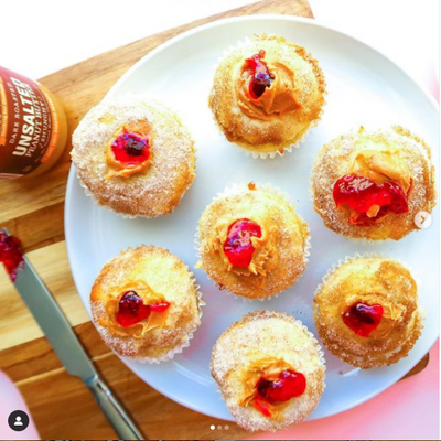 Peanut Butter & Jelly Stuffed Protein Muffins